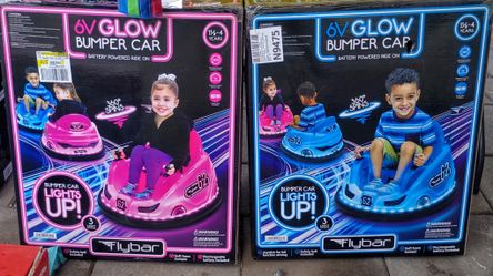 6V Blue Glow Bumper Car, Battery Powered Ride on for Children, Ages 1.5+, by Flybar