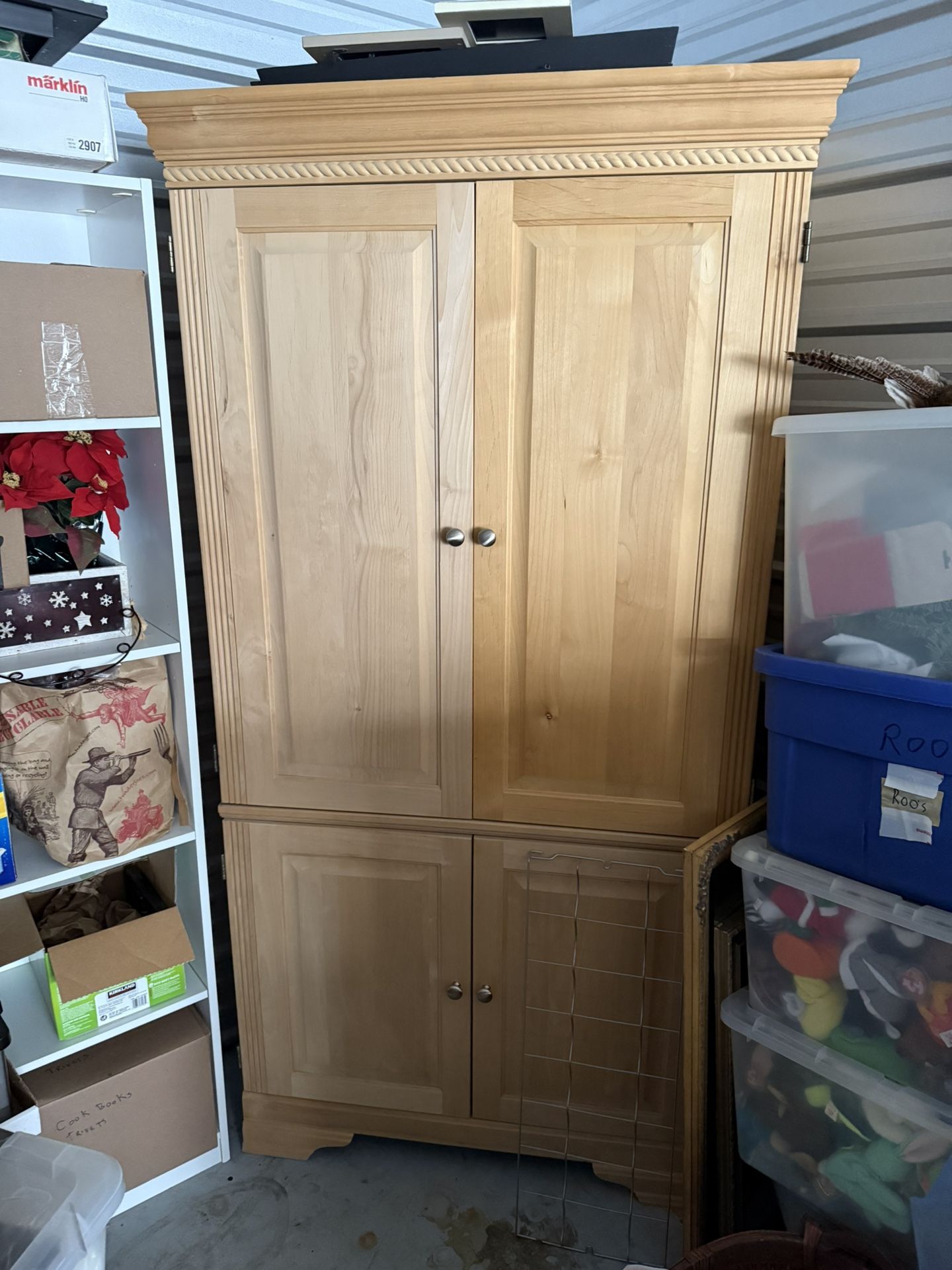 Corner Armoire In Natural Unfinished Condition