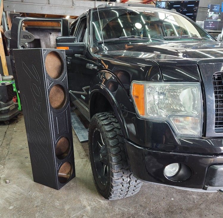 Custom Subwoofer Box Ford F-150 2009-2014 w 2.5 in Seat lift included 4x10 front