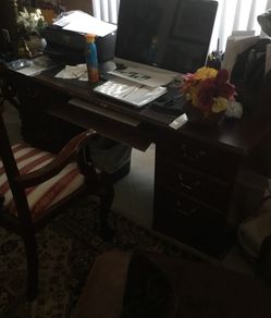 Desk and wall unit cherry