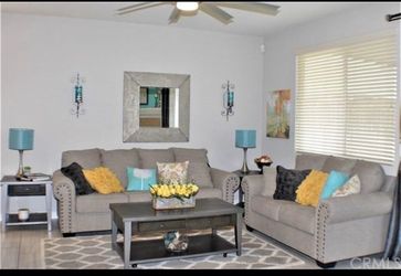 Gray Sofa & Loveseat Set – Excellent Condition | Modern Nailhead Design