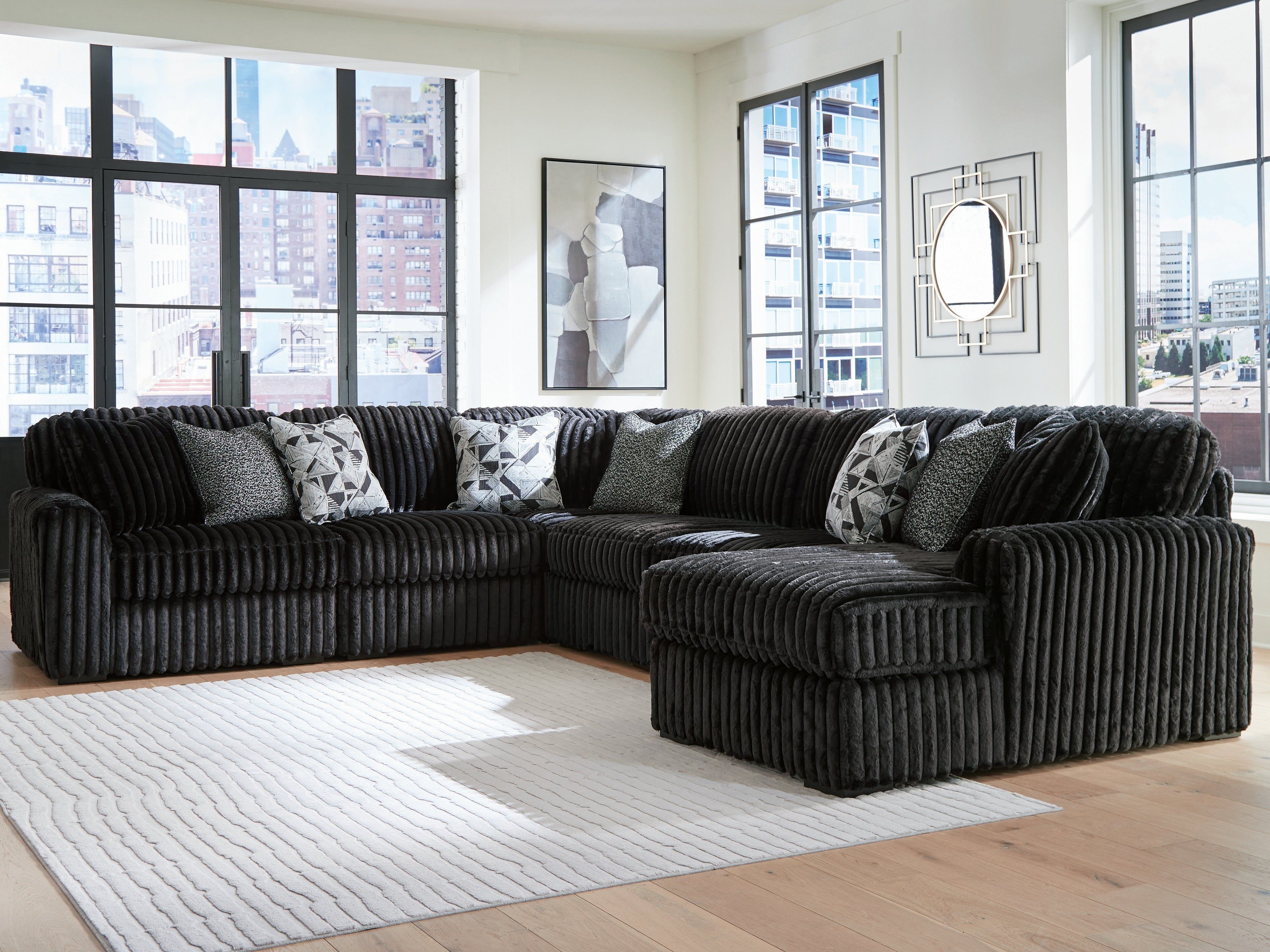 Midnight-Madness Onyx 6-Piece Sectional with Right Chaise (Online Special Price)