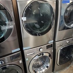 New LG ThinQ Stackable Gas Dryer Set and Used LG Front Load Washer in Stainless Silver