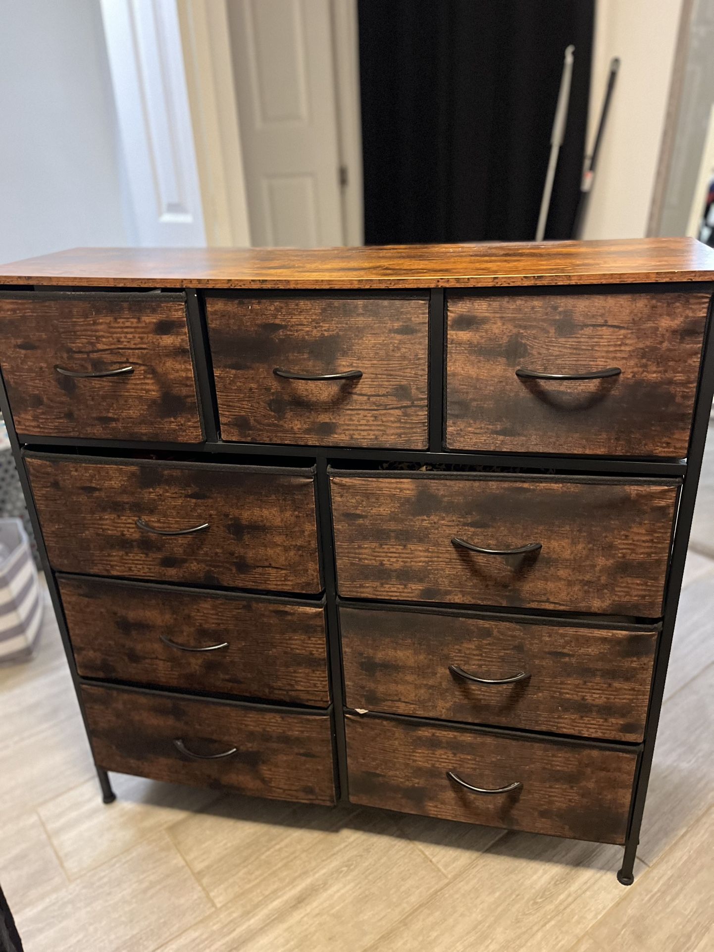[Spring Deall 9-Drawer Dresser, Fabric Storage Tower for Clothes, Tall Dresser for Bedroom, Hallway, Living Room, Wood Top
