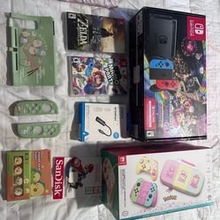 Nintendo Switch Bundle w/ 2 Games (Zelda BOTW + Mario Party) + 128GB SD + Extras