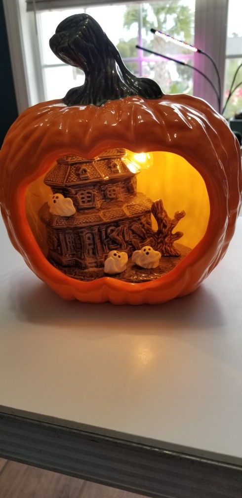 Vintage Ceramic Pumpkin Diorama