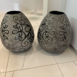 Pair Of Rowena Medium Earthenware Vases - 15” T