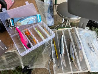 Mixed Fishing Lures Lot with Tackle Boxes