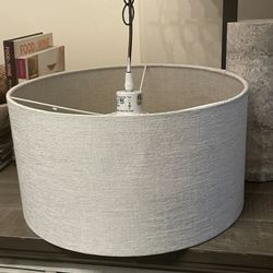 Linen Hanging Drum Pendant Light- Plug In