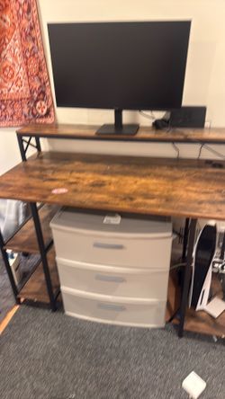 Free dark wood desk PICKUP TMR EVENING