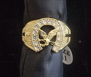 Gold-Tone Horseshoe Eagle CZ Ring Size 11