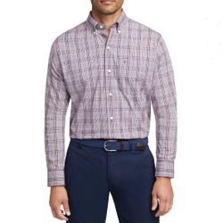 NEW Men’s IZOD XXL Burgundy Plaid Button Down Long Sleeve Shirt