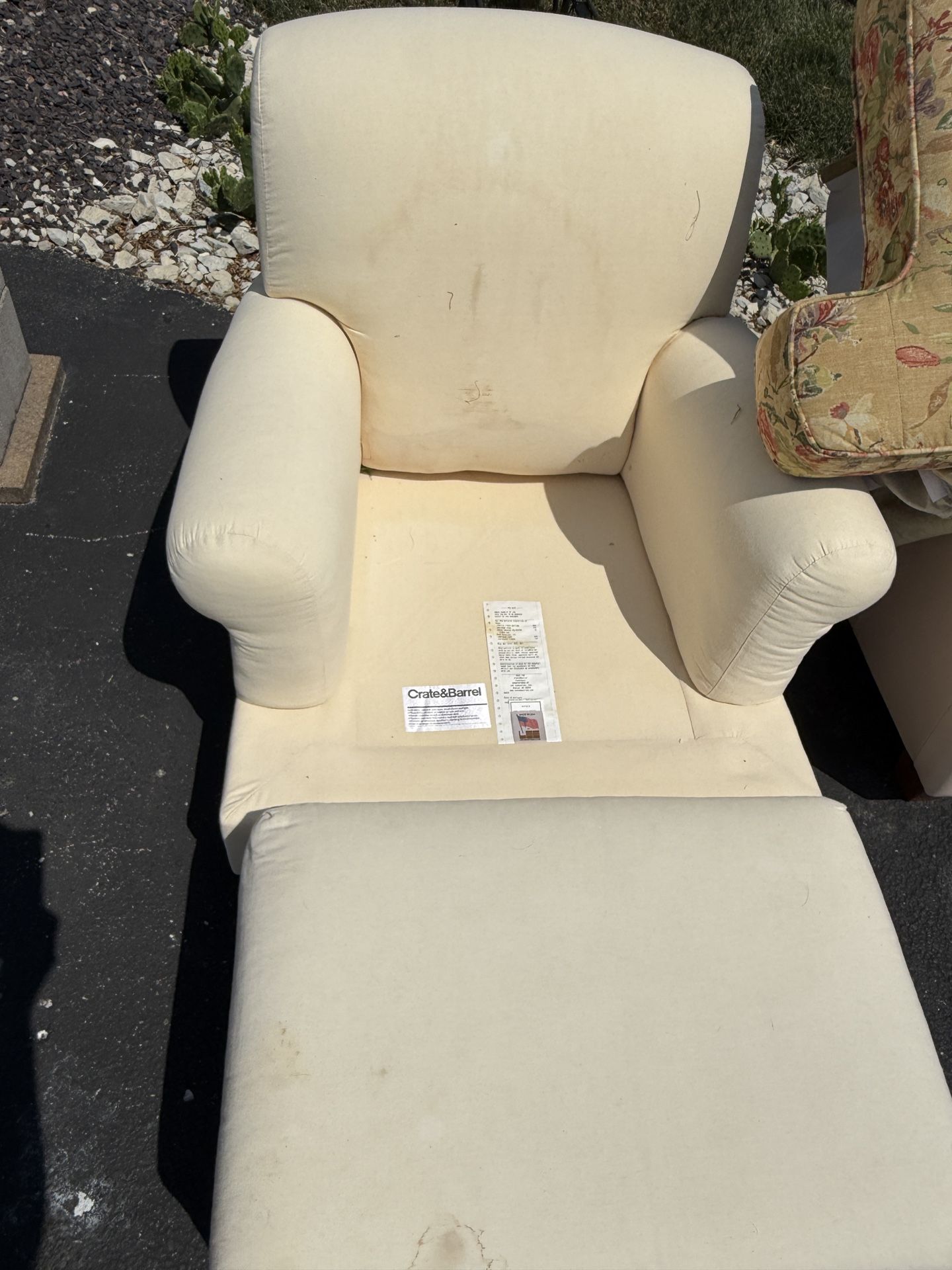 White Crate & Barrel Chair & Ottoman