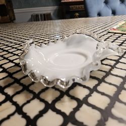Vintage Fenton Silver Crest Glass Saucer w/Ruffled Edge.