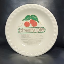 Vintage Cherry Pie Ceramic Dish Plate with Recipe Bakeware 10" Collectible Plate
