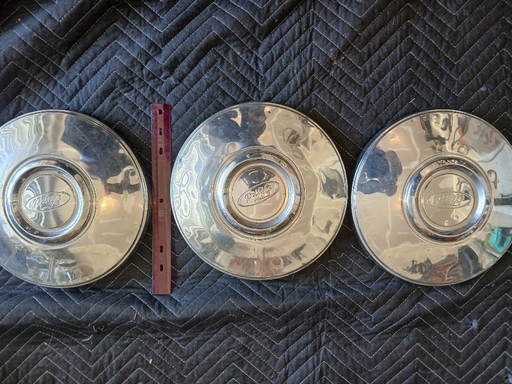 3 Old Ford Hub Caps