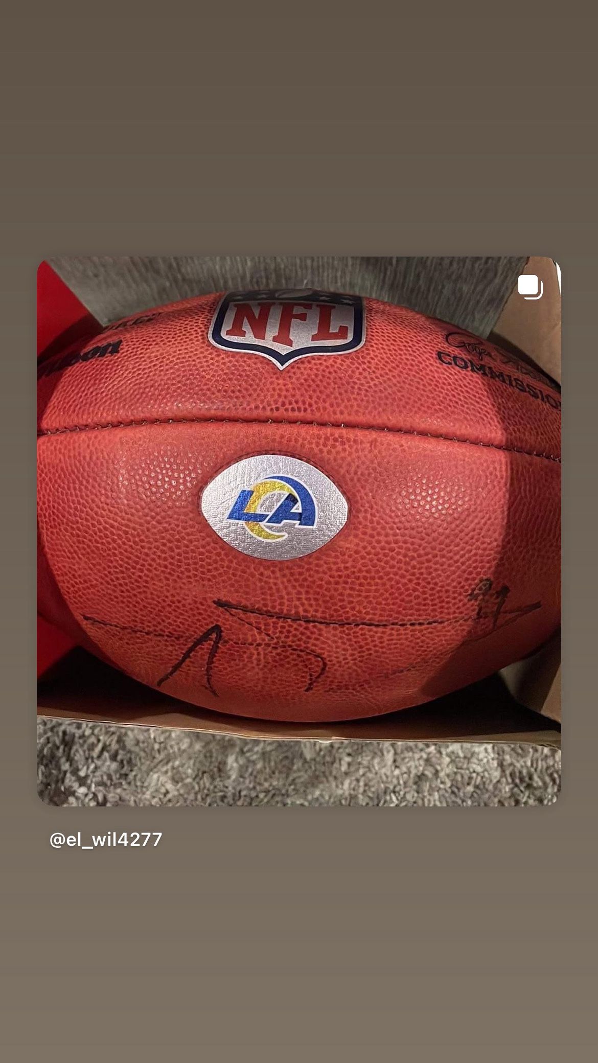 LA Rams Autographed NFL football By Super Bowl Champion Aaron Donald. Obtained at their Annual Awards Gala.   COA from Rams Headquarte
