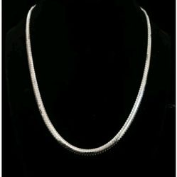 19" x 5mm Heavy Solid Sterling Silver Omega Chain Necklace, Made in Italy, Mint