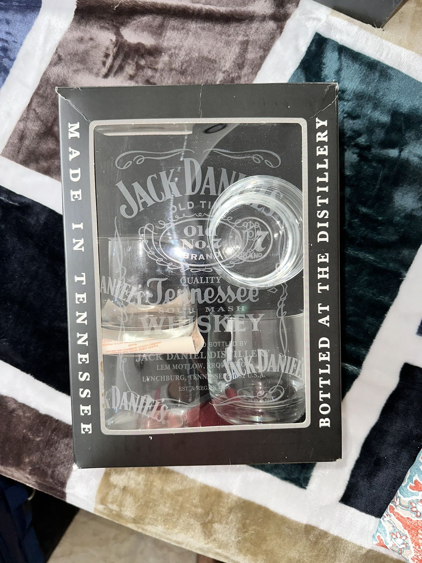 Jack Daniels Distillery Glasses Old No 7 EST 1866 Tennessee Whiskey Bar Set of 4