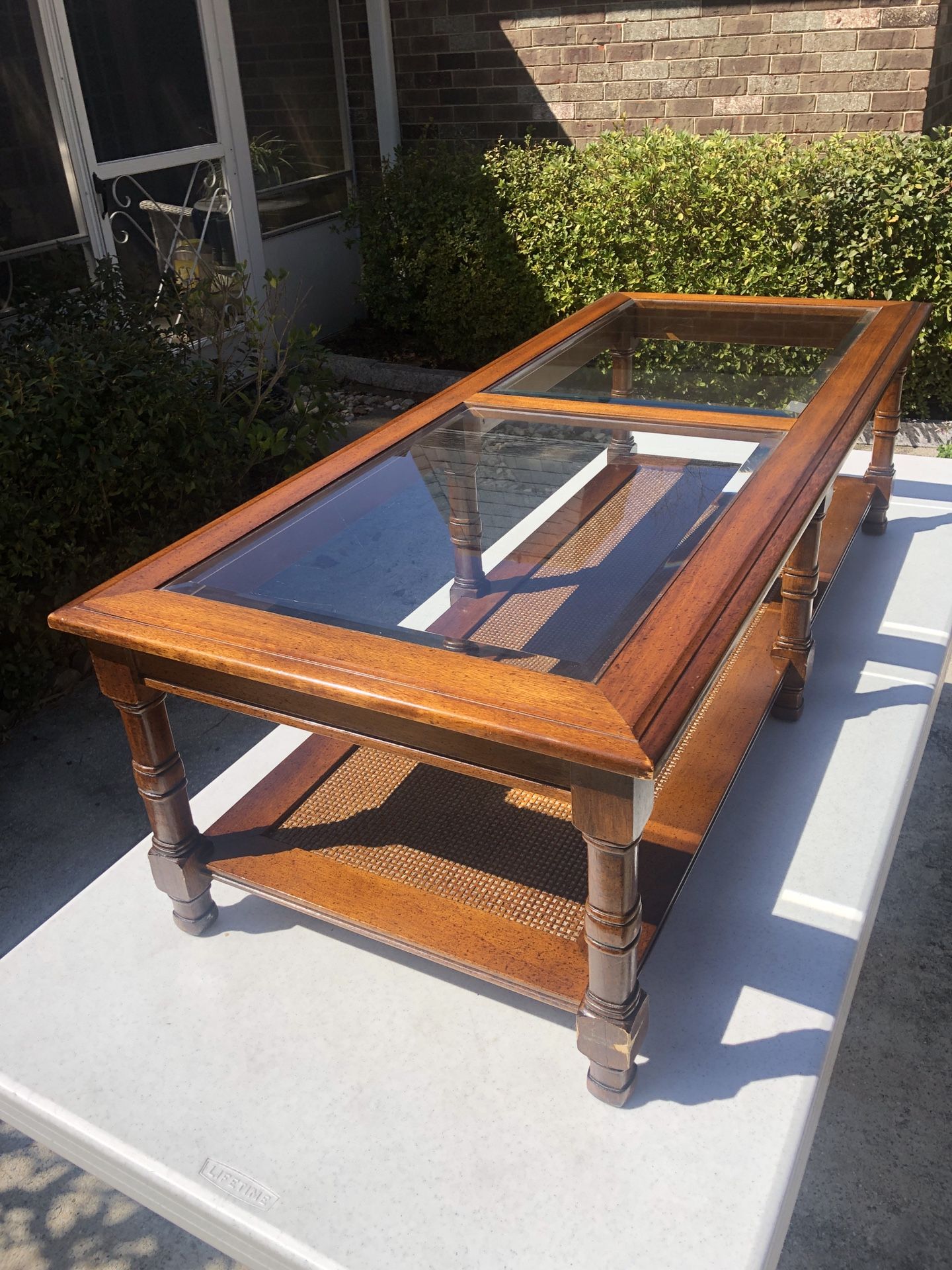 50”x21”x15” Wooden/Glass Coffee Table - Compare @$200