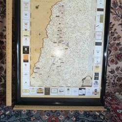 Wine Art Napa Map Framed 29x20