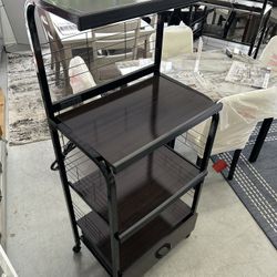 Microwave Cart Rack With Power Outlet