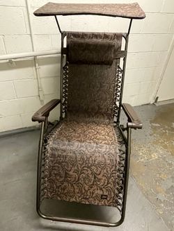 Two (2) 'BLISS' Large Folding Outdoor Recliners - One Large w/Sunshade - One Smaller w/o Sunshade (see details) - firm price BOTH RECLINERS TOGETHER.