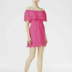 Kensie brand Crochet-Trimmed Off The Shoulder Dress, -Size: Small, -Color: Pink, -NWT 