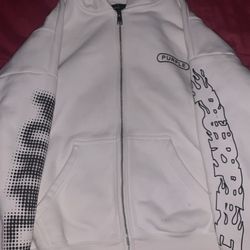 PURPLE BRAND HWT Fleece Full Zip Hoodie 'Off White