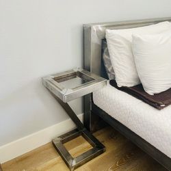 Custom Made Steel Nightstands / End Table With Acrylic Top