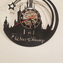 Vinyl Record Clock Walt Disney Castle


