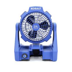 Kobalt 7-in 24-Volt 5-Speed High Velocity Indoor or Outdoor Blue Personal Fan