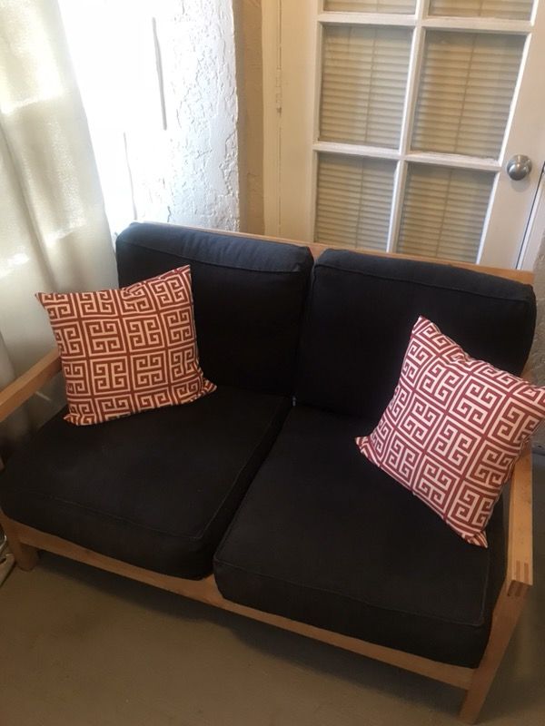 Small sectional, black futon-style couch!