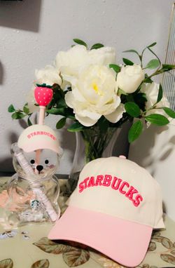 Bearista Strawberry Cold Bear Cup,Tmbler & Pink Cap 🧸🩷