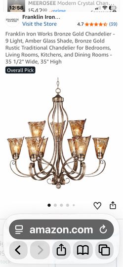 Franklin iron works brass gold Chandelier