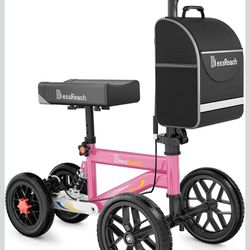 Deluxe Medical Scooter Double Handbrake, All Terrain Steerable Knee Scooter Crutch Alternative