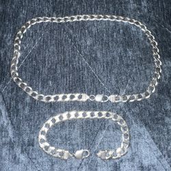 925 Sterling Silver Mens FLAT Miami CUBAN LINK 21” Necklace 10mm & 9.5” Bracelet 10.7mm, 120g 🔥🚀