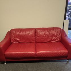 Red Leather Couch Set
