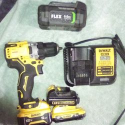 DeWalt Extreme Brushless Drill Driver. Two Extra DeWalt Batteries And Charger. 