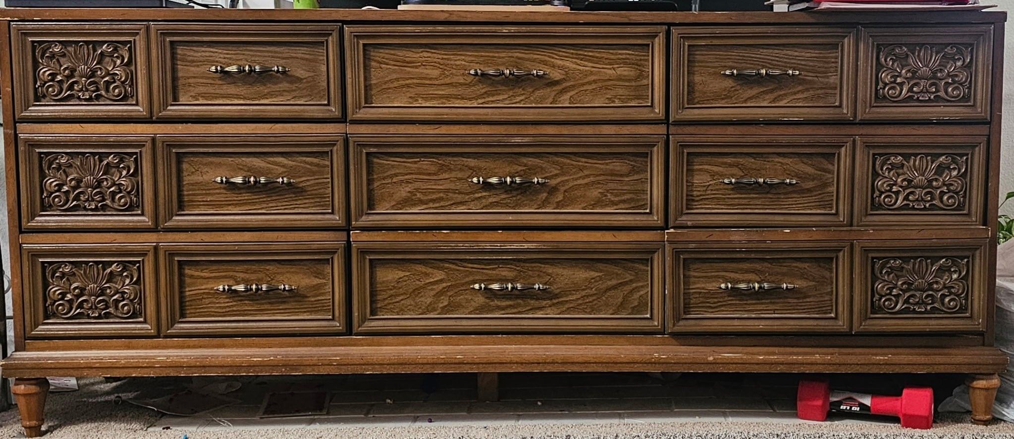 Vintage Wood Dresser – 9-Drawer – Great Condition!