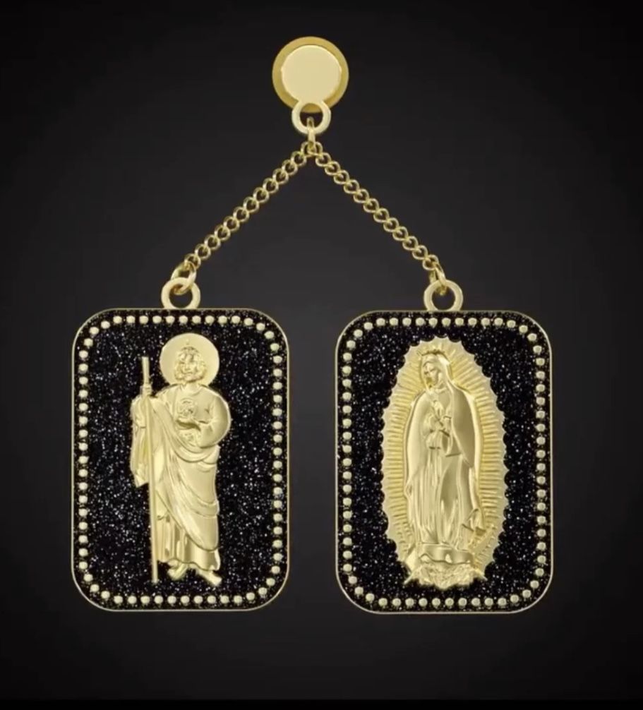 SAN JUDAS & VIRGIN CHAIN HAT PIN GOLD FINISH