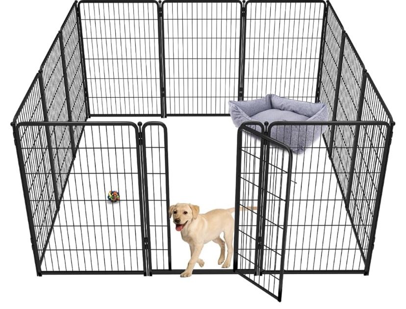 FXW Homeplus Dog Playpen for Indoor Use - Stress-Free and Safe Play, Heavy Duty 45 Inch 12 Panels Dog Pen for Large Dogs, Black│Patented