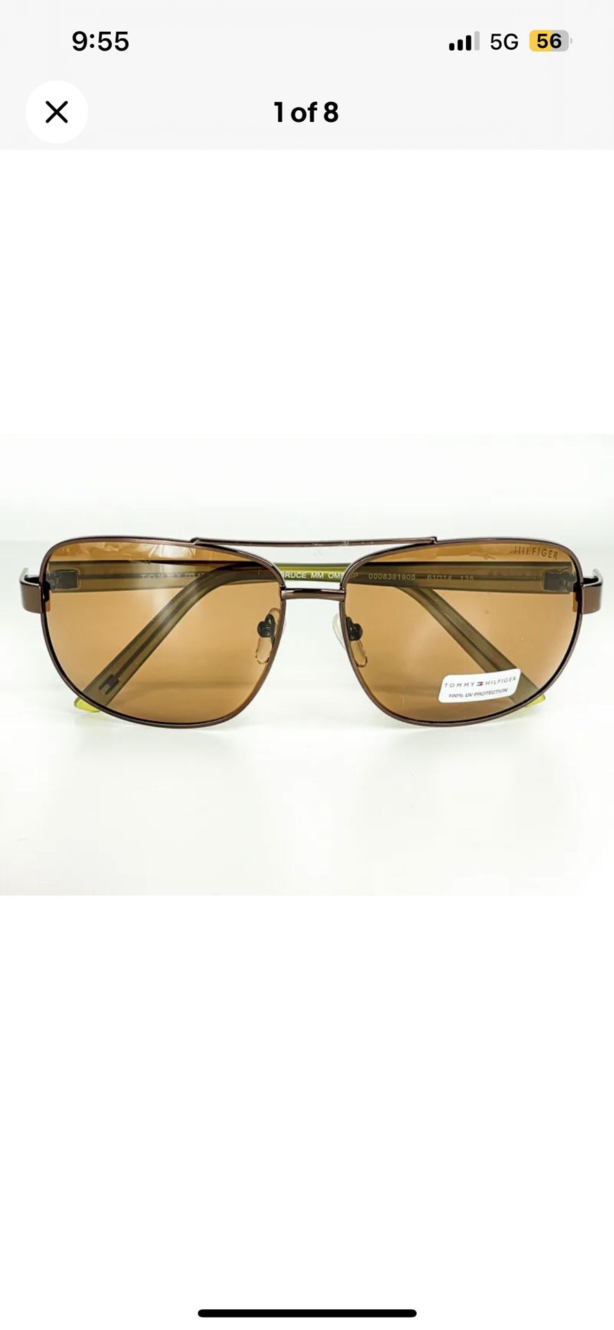 Tommy Hilfiger Man Sunglasses Bruce MM OM560P Bronze Frame Green Metal Legs