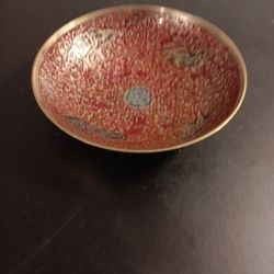 GORGEOUS NEW Judaica Art 4" Brass Enamel Trinket Holder.
