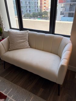 White velvet couch loveseat
