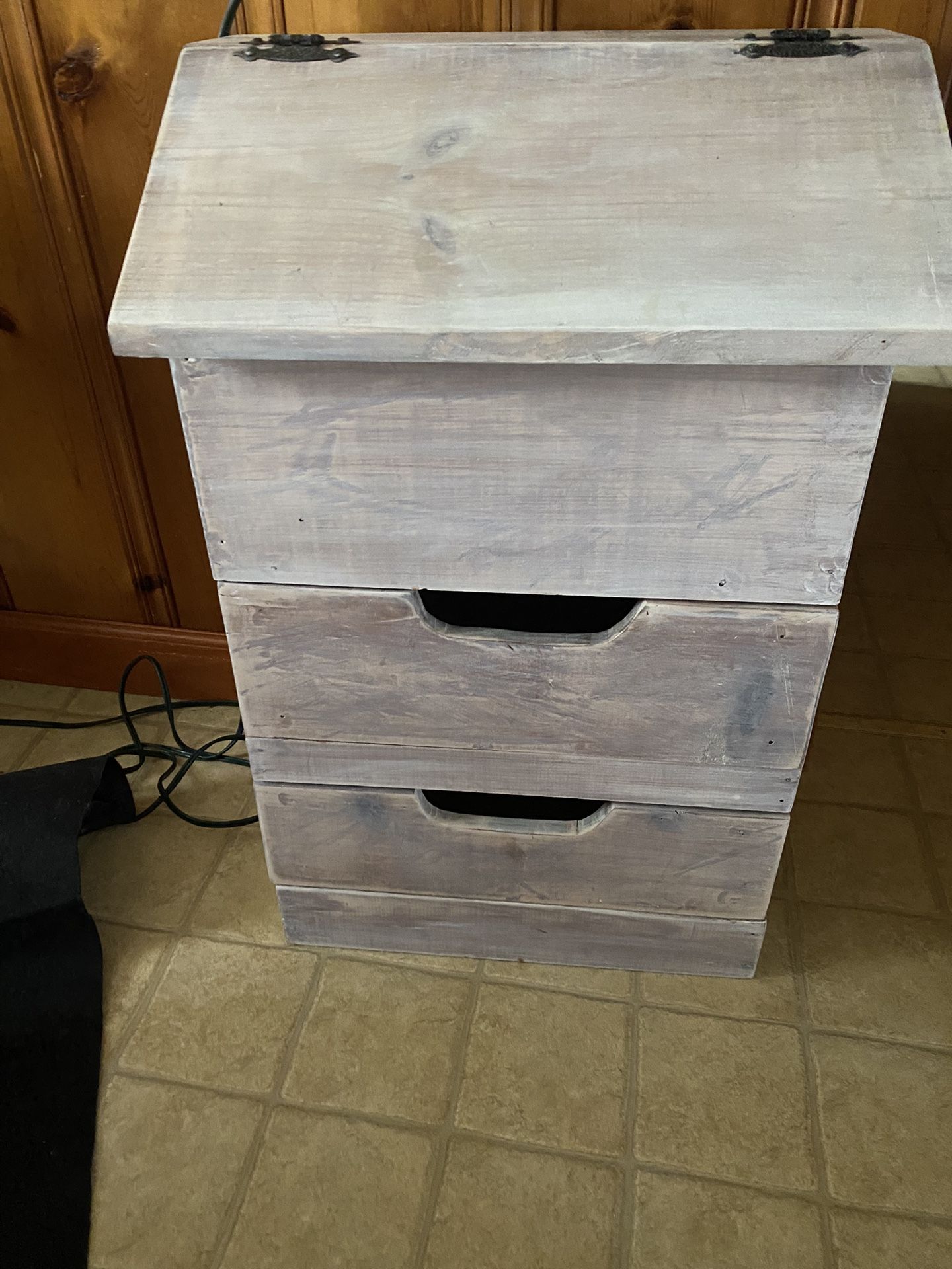 Large Whitewashed Wooden Tatars An Onions Storage Bin