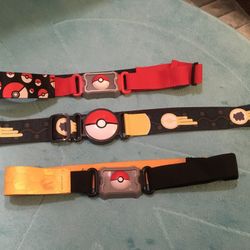 Pair of 3 Kids Pokemon Pokeball Adjustable Belt Clip N Carry