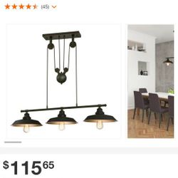 Iron Hill 3-Light Oil Rubbed Bronze Island Pulley Pendant

