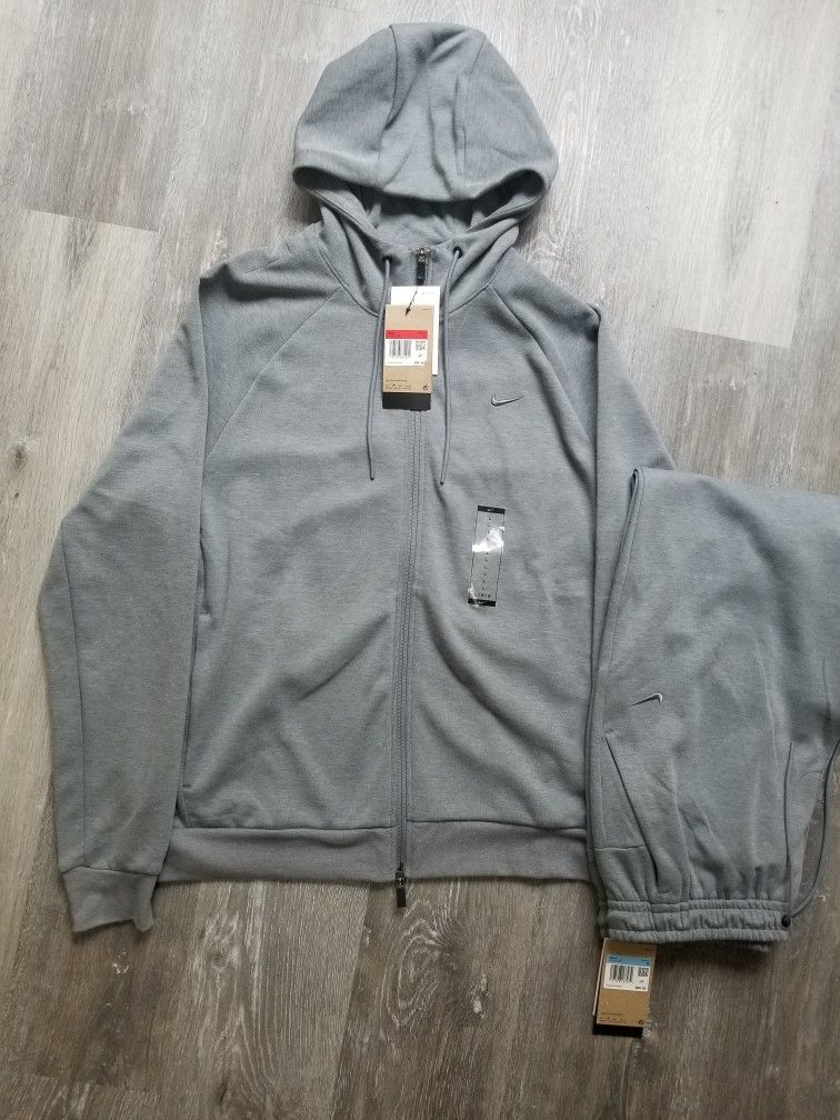 Mens Nike Drifit UV Zip Up Hoodie And Joggers Size L/m