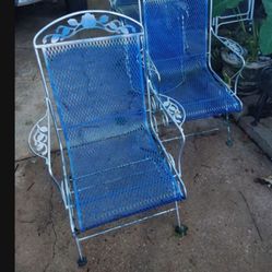 Wrought Iron 4 Rocker Chairs (Cowboys Colors)